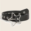 Black Y2K punk star riveted leather belt with silver star hardware