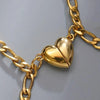 Gold stainless steel heart magnetic bracelet set for couples