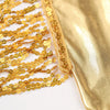 Goldene Pailletten-Metallic-Handschuhe mit Goldfransen-Detail