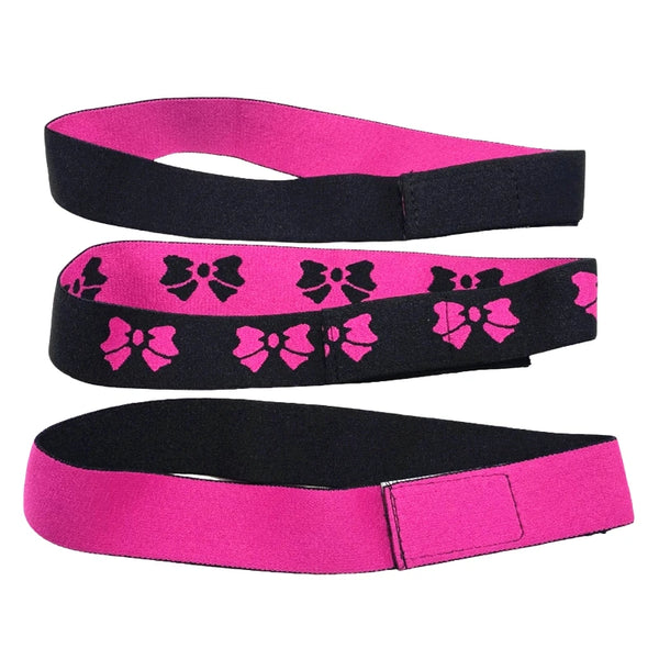 Three adjustable elastic bands for wig edges in black and pink colors