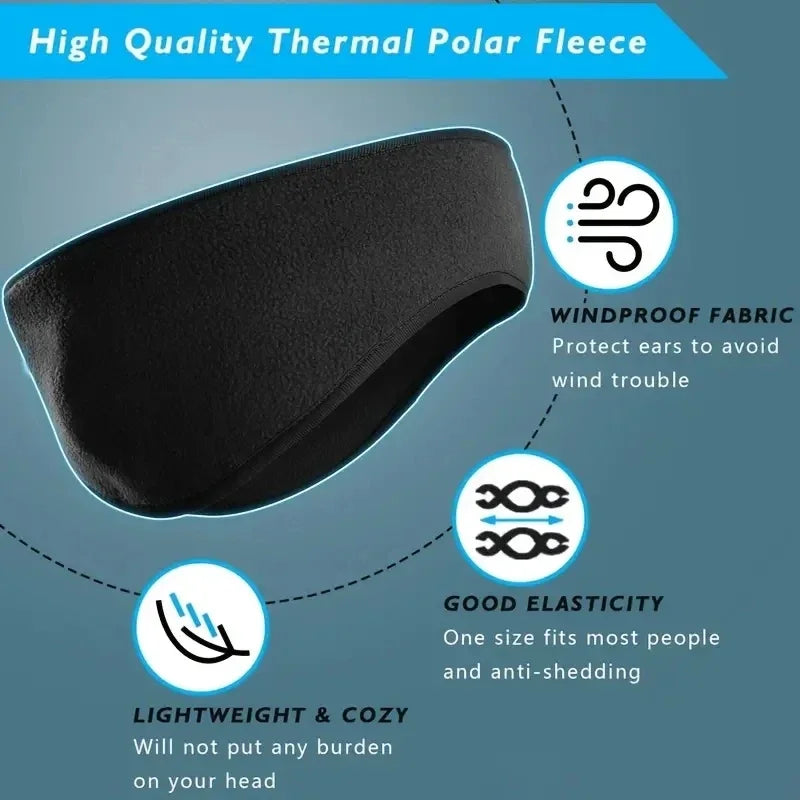 Schwarze thermische Polarfleece-Ohrenabdeckung, die Ohren vor Wind schützt und gute Elastizität bietet