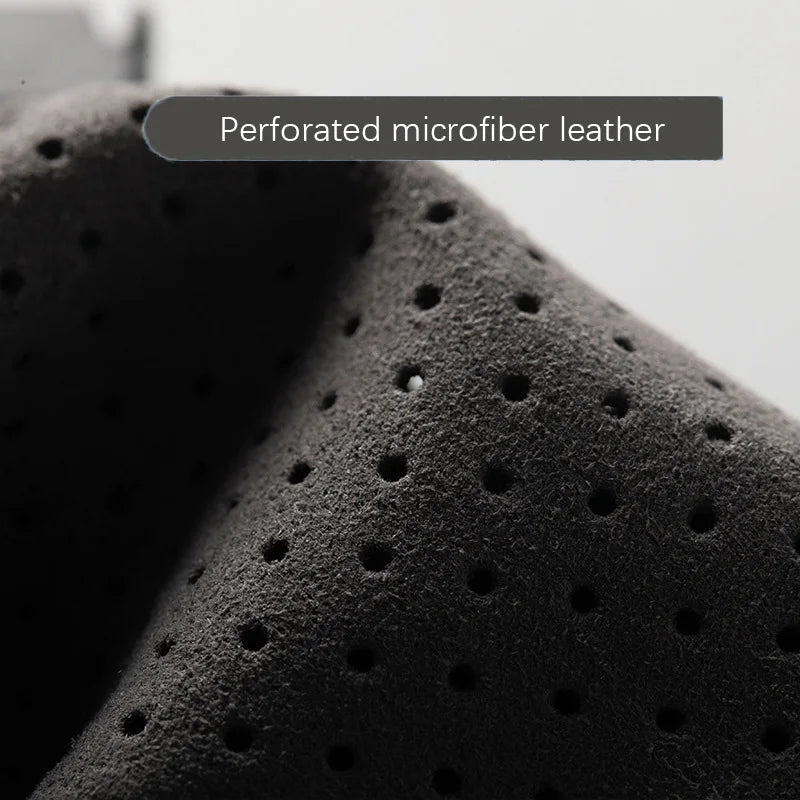 Gants de moto en cuir microfibre perforé noir pour protection UV et soie de glace