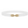 White stretchy elastic waistband cummerbund for women with gold leaf embellishments