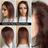 Close-up photos and videos of long brown lace front hair toppers for high foreheads