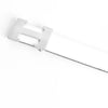 Silver buckle and white leather dress belt for jeans