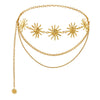 Goldener Boho-Mond-Fransen-Taillenchoker mit Sonnenstrahl-Anhängern