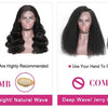 Three styles of lace front hair toppers showing body wave, straight, and natural wave textures.