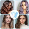 Four images showing various shades of hair extensions and a graphic of adhesive tape.