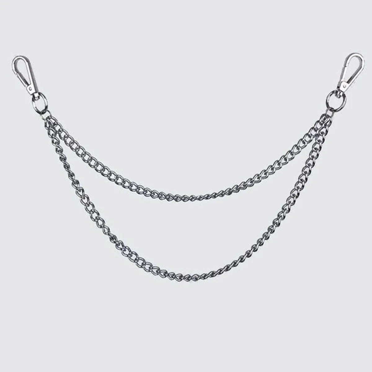 Silver punk style metal waist chain accessory with lobster clasps