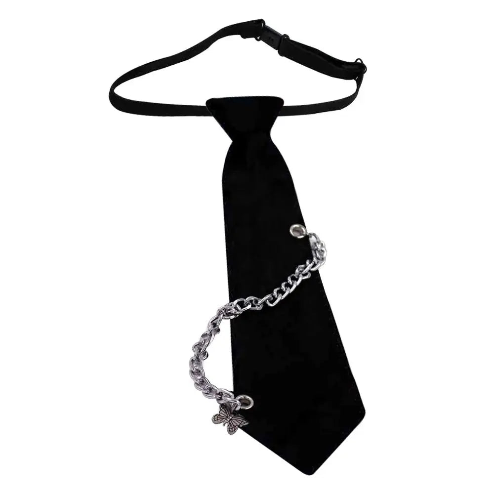 Black gothic crystal rhinestone bow tie necktie