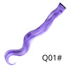 A long, vibrant purple synthetic hair extension with a clip-in closure.