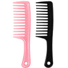 A pink and black 4-in-1 wide tooth detangling hair comb set shown side by side.