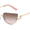 Gafas de estilo cat-eye retro de metal con montura de oro rosa y lentes tintados