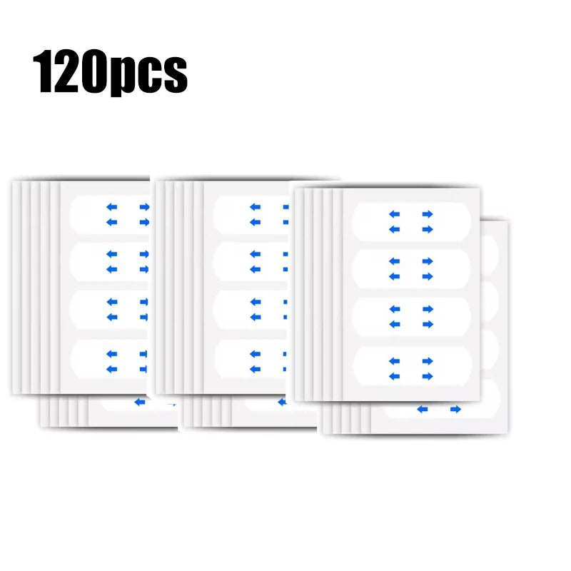 A pack of 120 adhesive patches designed in a V-shape for face lifting.
