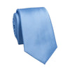 Light blue striped men's slim jacquard business tie folded and displayed against a white background.