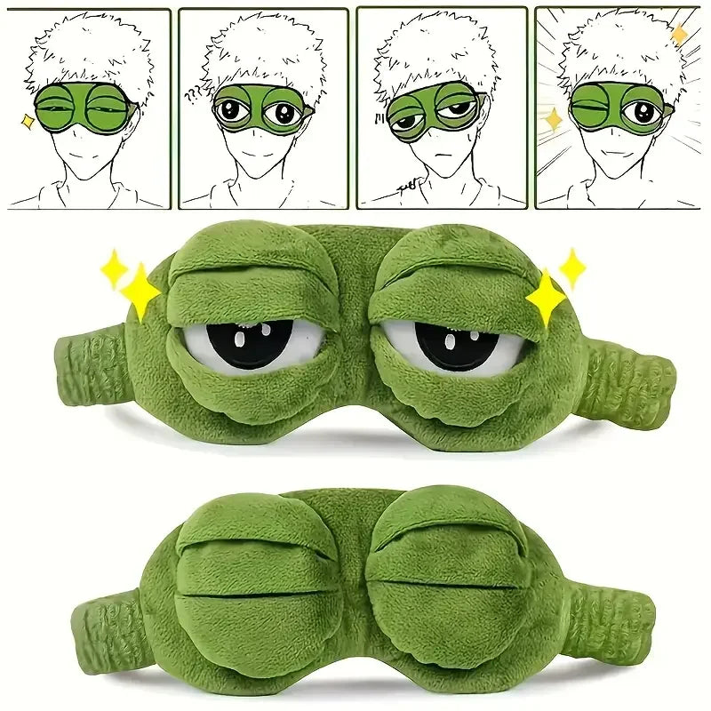 A pair of green, plush, soft cotton sleep masks designed for eye relief.