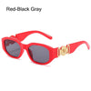 Red-Black Gray sunglasses with rose metal detail frame
