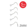 Five pieces of stainless steel nostril studs with a crystal and gold finish, 1.5mm size.