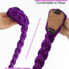 Purple synthetic braided ponytail for kids girls with a wooden grip