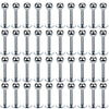 A grid of silver stainless steel labret lip rings for piercings.