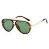 Brown tortoiseshell aviator sunglasses with gold accents