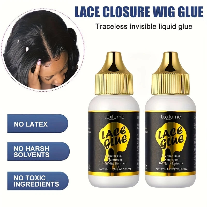 Zwei Flaschen Luxfume Lace Glue flüssiger Klebstoff für unsichtbare Perückenbefestigung