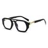Gafas de computadora cuadradas negras anti-luz azul con detalles dorados