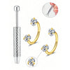 Stainless steel horseshoe nose stud earrings with ball grabbers shown in various views