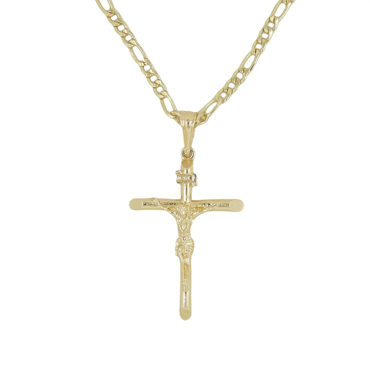 Goldvergoldetes Jesus-Kreuz-Anhänger mit feiner Kette.