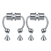 A pair of silver fashion statement nose ring hoop jewelry with hinged clasps.