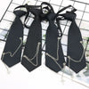 Black pre-tied chain necktie accessory with adjustable chains for school uniforms