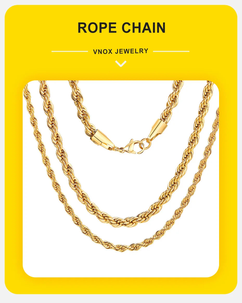 A close-up of a dainty gold rope chain necklace displayed against a white background.