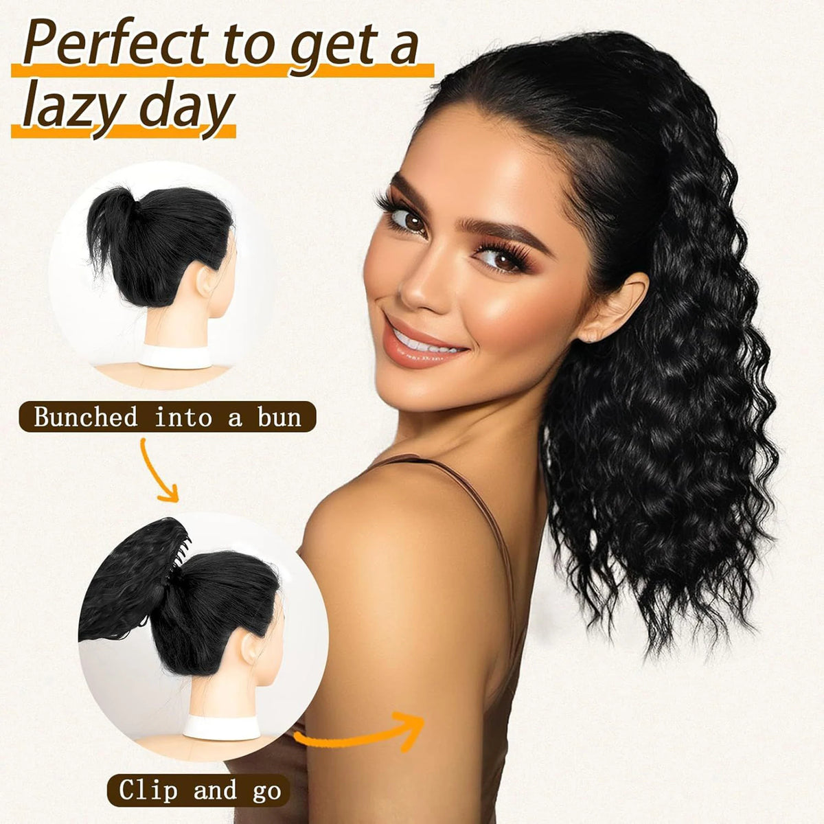 Une femme montre comment obtenir un look de journée paresseuse en faisant une queue de cheval et en utilisant des extensions 