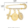 Goldfarbener St. Benedikt-Medal-Brosche mit Kreuz und ovalem Medaillon mit Figur