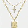 Collier avec pendentif de lettre H et croix en or sur chaîne dorée