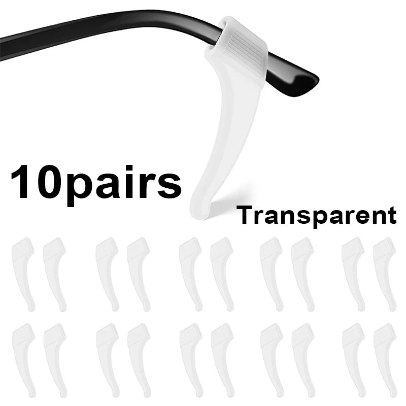 Ten pairs of clear silicone ear hooks for eyeglasses