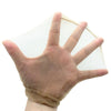 A hand wearing an ultra thin invisible wig cap for natural hair, showing the sheer mesh material.