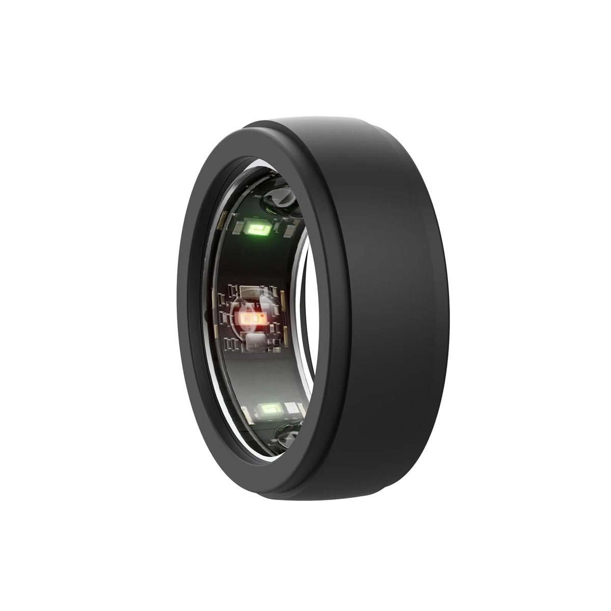 A black silicone protector designed to fit and protect an Oura ring.