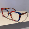 Trendige, große quadratische Brillenframes mit mehrfarbigem Elfenbein und blauen Akzenten