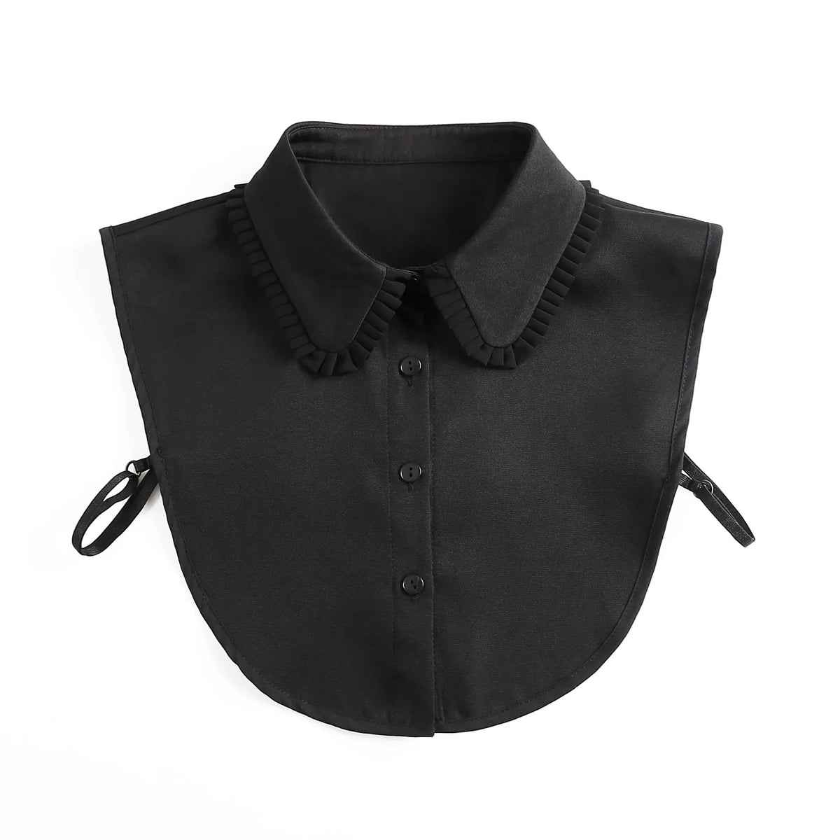 Black blouse with a fashionable false collar and detachable neckline