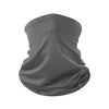 A gray all-in-one multi-use sun protection head scarf shown from above.