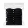 Sac en plastique transparent contenant un paquet de élastiques pour cheveux noirs et sans coutures.
