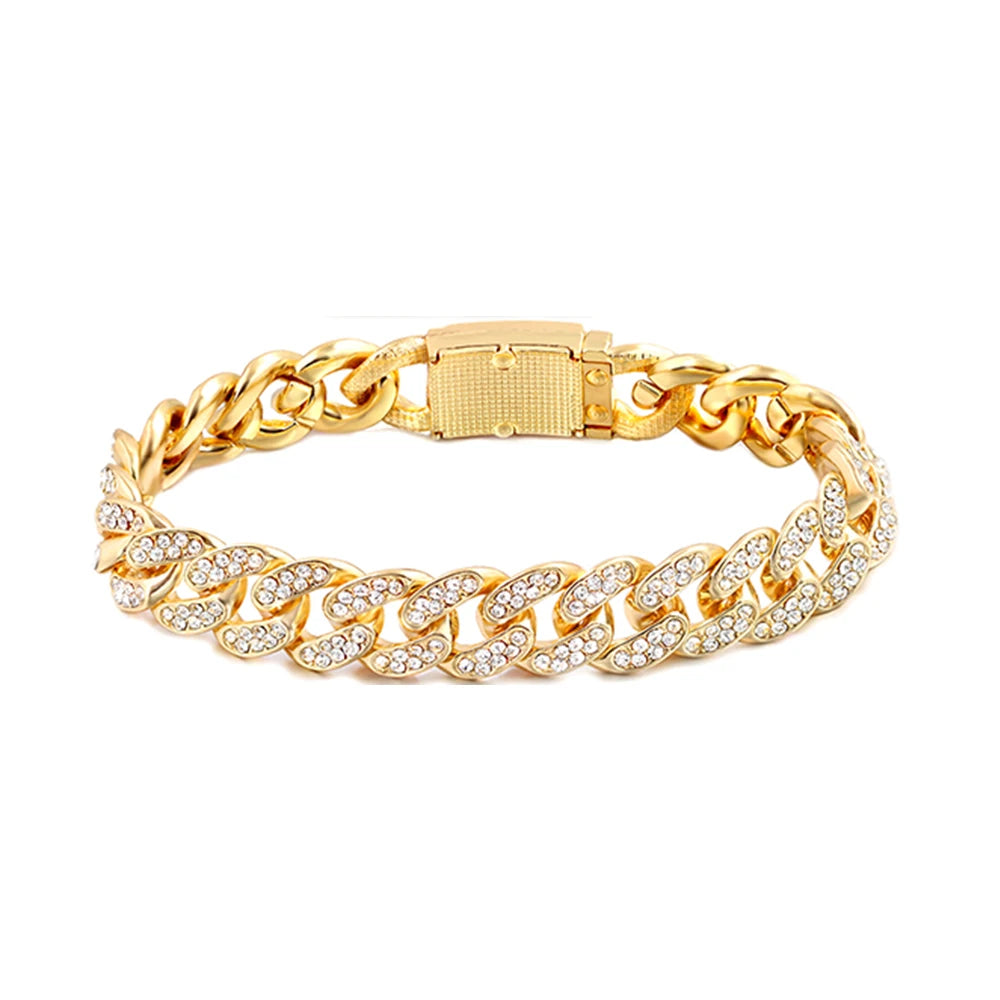 Iced Out Rhinestone Cuban Chain Bracelets