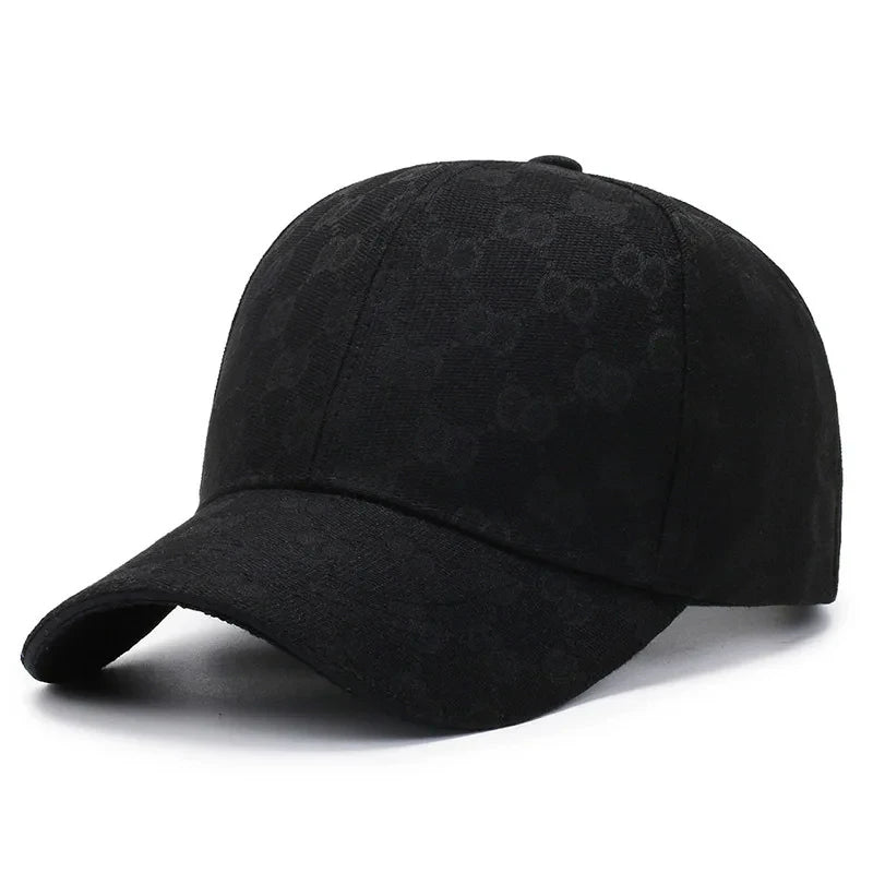 Black men's cotton dot pattern baseball cap shown from the side.