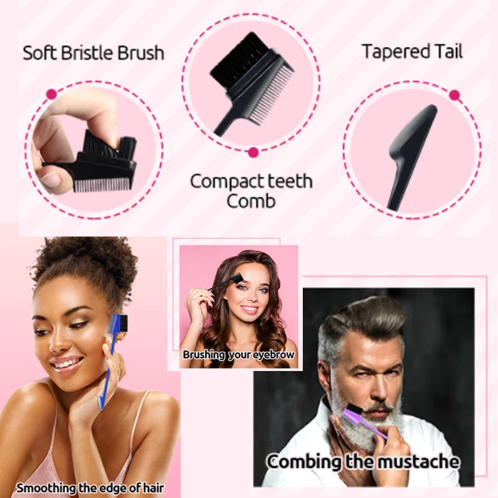 Colección de cepillos para el cabello de doble cara, incluyendo cepillo de cerdas suaves, peine compacto y herramientas de ar