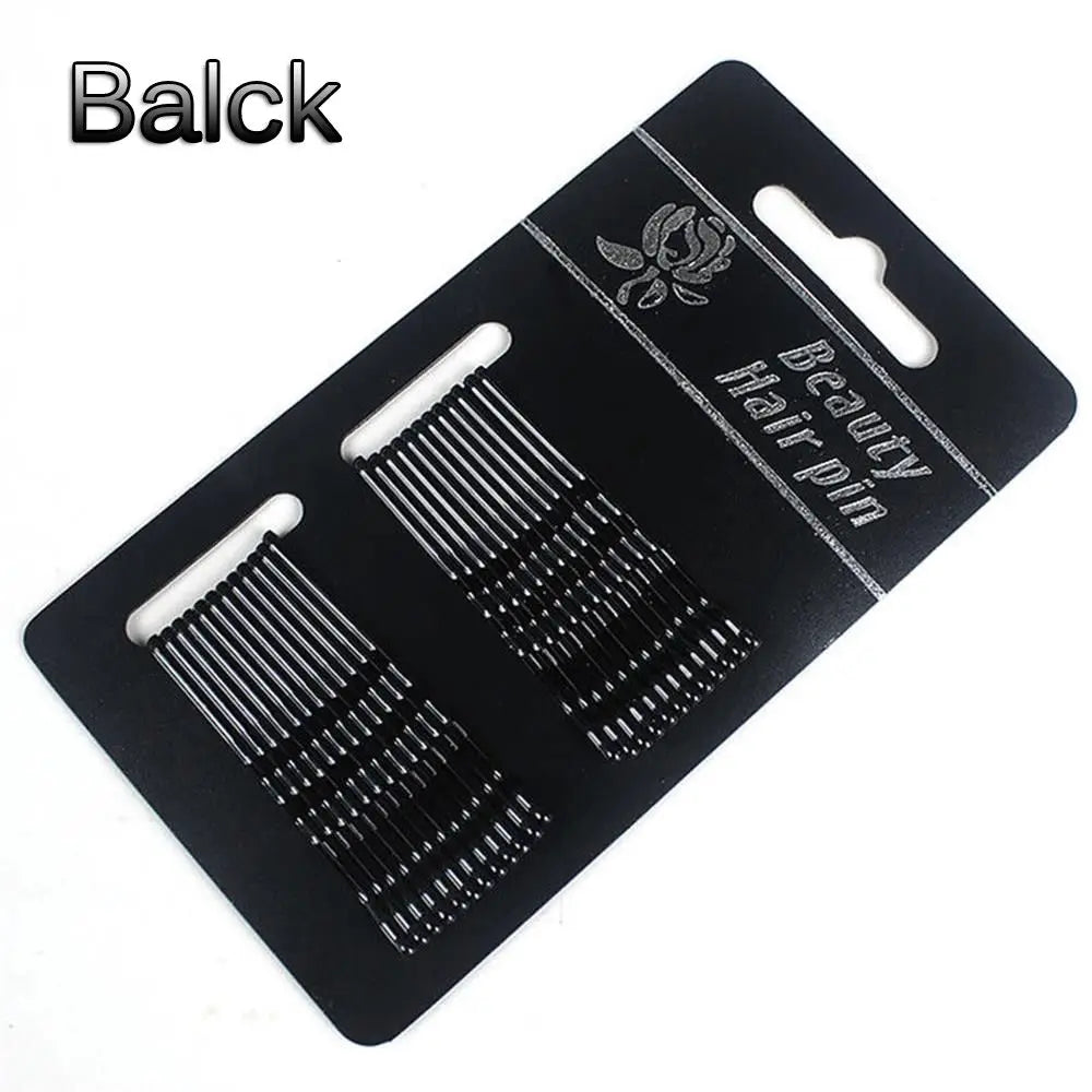 A black packaging card for a set of 24 glitter wavy hair clips and bobby pins.
