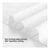 White fabric rolled and folded showing a non-locking edge process for seamless cutting.