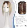 A light brown blonde ombre lace base hair topper is shown on a mannequin head with instructions for use.