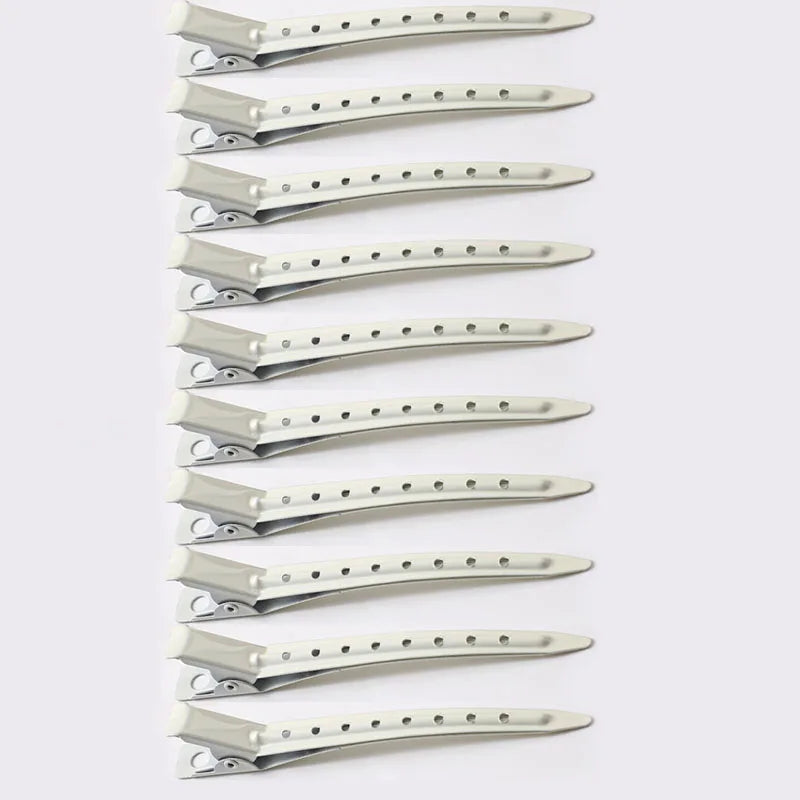 A set of professional fixed hair pins for styling in silver metal.