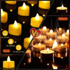 A comparison showing flameless tealight candles, highlighting the difference between 'No Smoke' and 'No Matches' options.